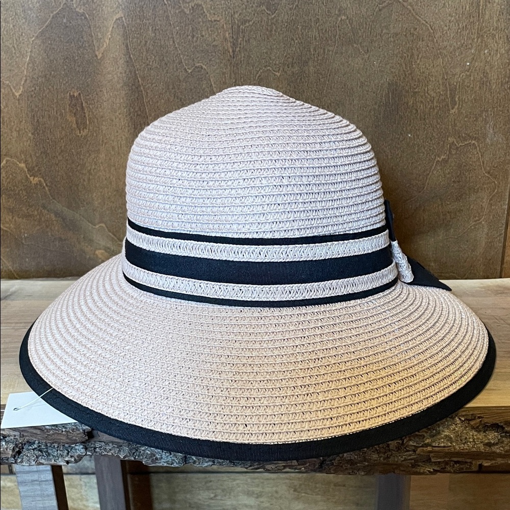 Elegant Tan/Pink and Black Women's Sun Hat